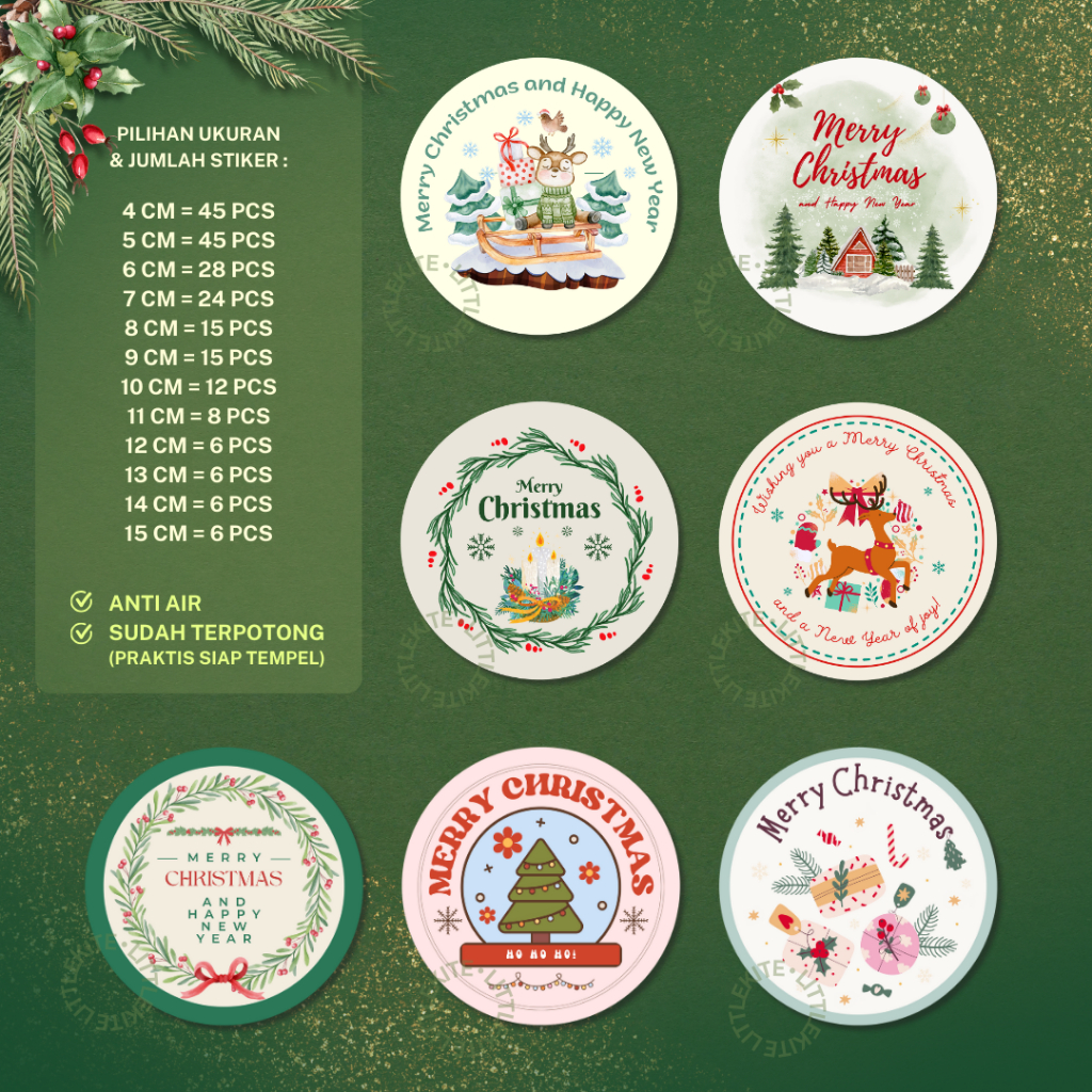 STIKER NATAL / STIKER NATAL LINGKARAN / STIKER BULAT NATAL / STIKER CIRCLE NATAL / STICKER NATAL / S