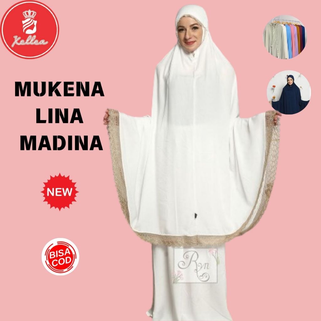 Mukena Dewasa Katun Rayon Renda Ryn Rayyan Polos Lina Madina Mukena Super Jumbo - XELLEA