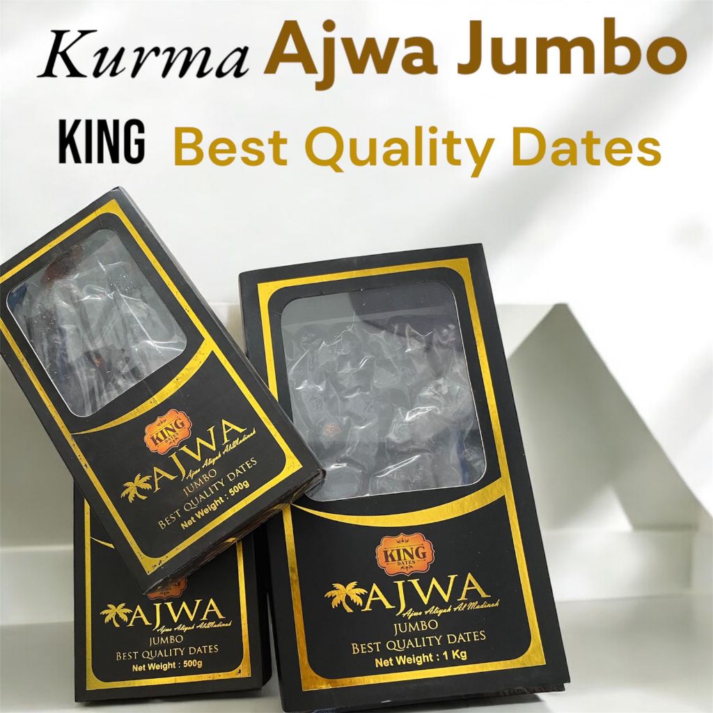 

Kurma King Dates Ajwa Jumbo | Kurma Nabi 1 Kg Syifa Herbal Alami