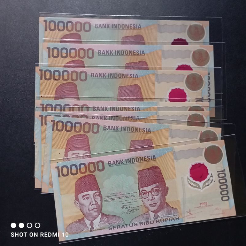 uang plastik polimer kuno 100000 sukarno-hatta tahun 1999 bekas bagus baik asli