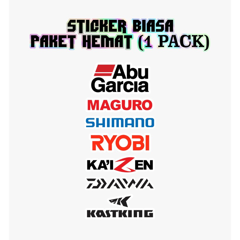 Stiker Pancing Pack Isi 7 Logo brand mancing terkenal  Murah Stiker untuk Tackle Box Kayak Kotak Lur