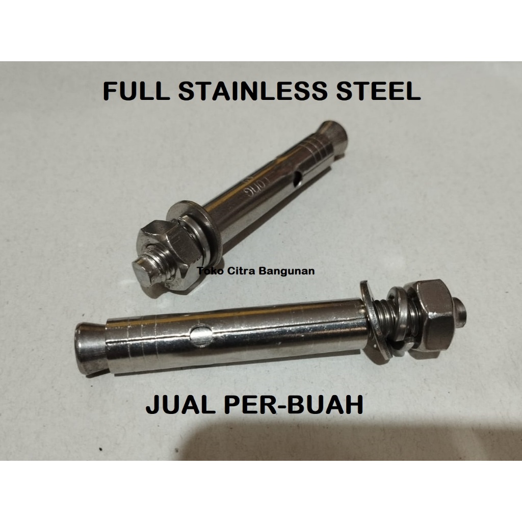 Dinabolt Stainless Steel M10 x 80 mm ANTI KARAT Baut Dinding Tanam Dina Dyna bolt Dynabolt Perbuah M