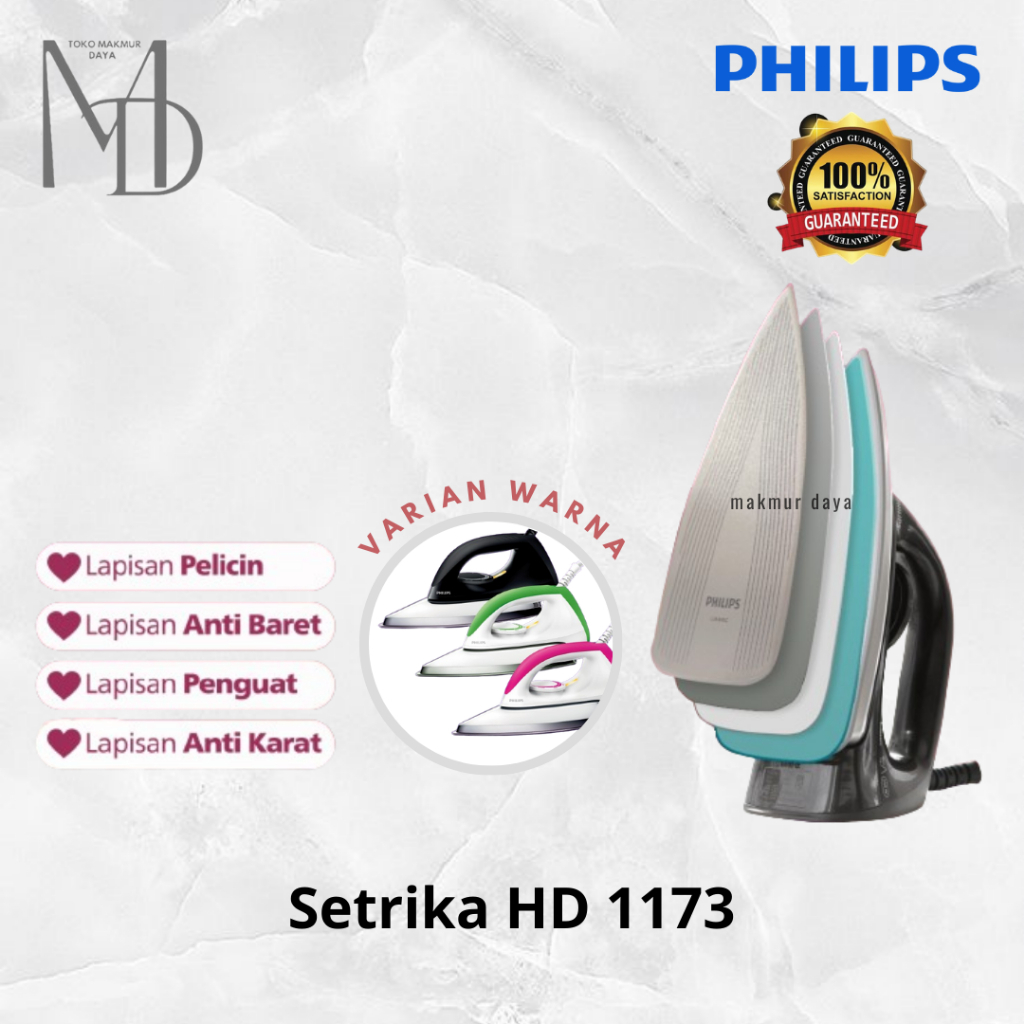 Setrika Philips HD 1173 / HD1173 Anti Lengket Setrika Kering HD-1173