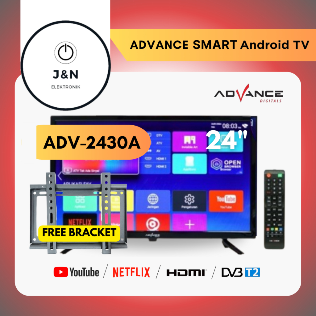 ADVANCE LED 24 INCH - 2430A SMART ANDROID TV + FREE BREAKET