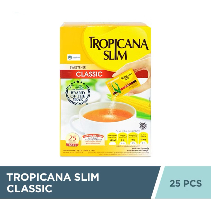 

Tropicana Slim Classic 25 Sachet - Pemanis Alami Rendah Kalori