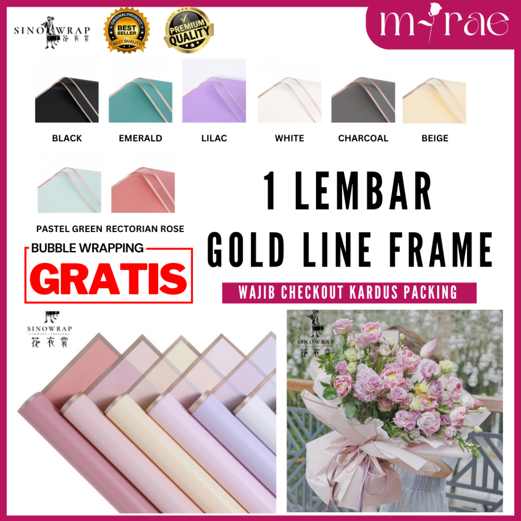 

KERTAS BUKET BUNGA CELLOPHANE GOLD LINE FRAME PREMIUM SINOWRAP FLOWER WRAPPING [1 LEMBAR]