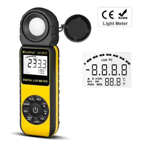 SOF 881E Digital Illuminanc/Light Meter dengan Rentang Pengukuran 0,01~300.000 Lux (0,01~30.000 FC) 