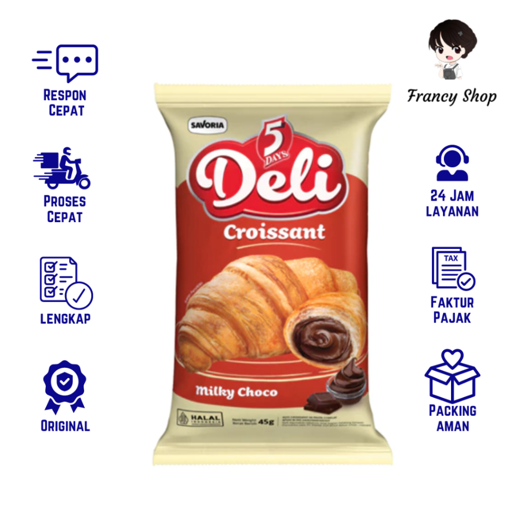 

5 Days Deli Croissant Roti Kroisan Milky Choco 45 gr