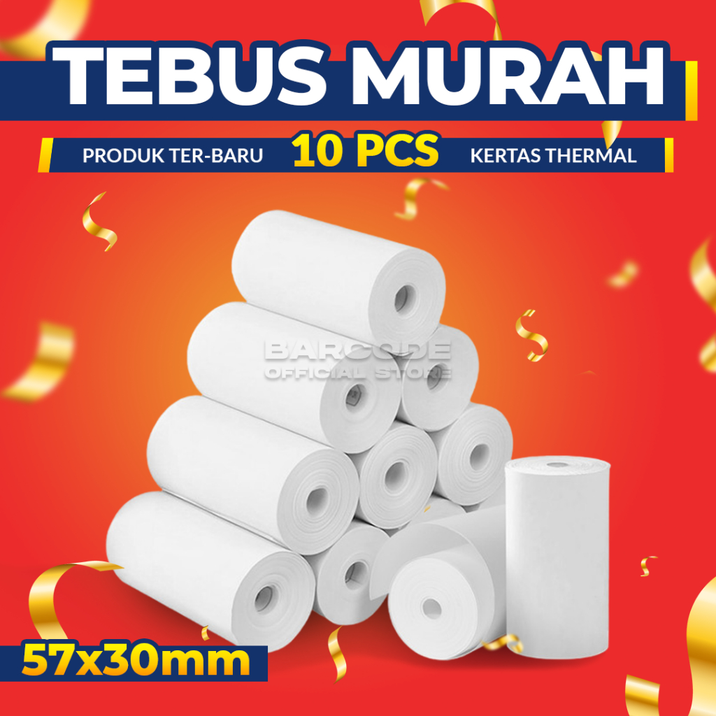 

1 Slop Kertas Thermal 57x30mm / 57 x 30 / 57x30 mm Struk Kasir