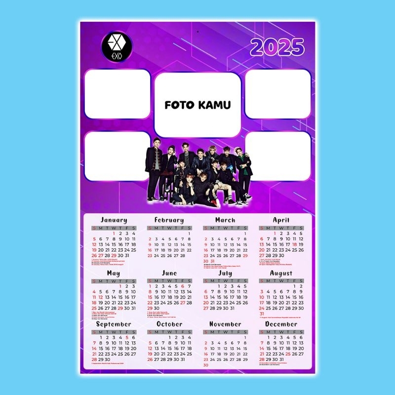 

[NEW] Kalender Dinding EXO K-POP 2025 Custom Foto - [PRE-ORDER]
