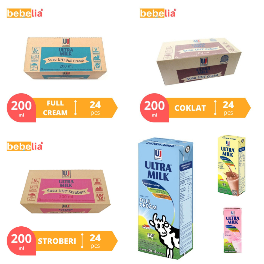 

Ultra Milk Susu UHT 200 ml 1 dus isi 24 pcs Mix Rasa