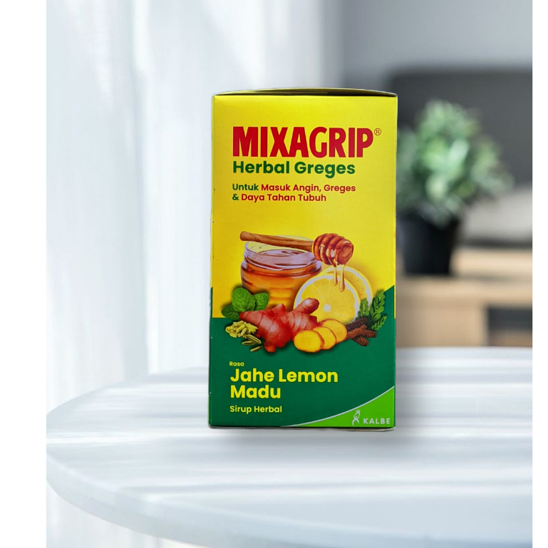 

mixagrif sirup herbal greges jahe lemon madu isi 6 sachet @ 15 ml