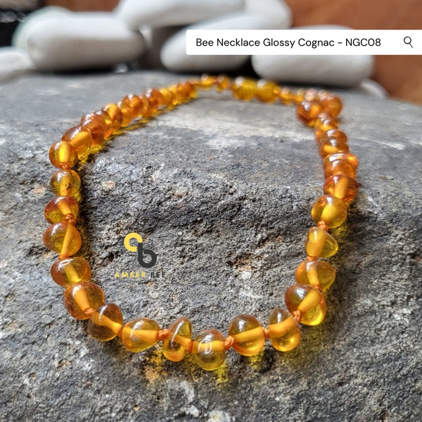 FREE Gelang - Kalung Amber Anak Cantik Kesehatan Premium Glossy Cognac NGC08