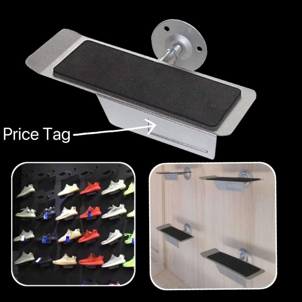 Display Rak Sepatu Dinding Display Sepatu Melayang Pajangan Dinding Sepatu With Label Harga Display 