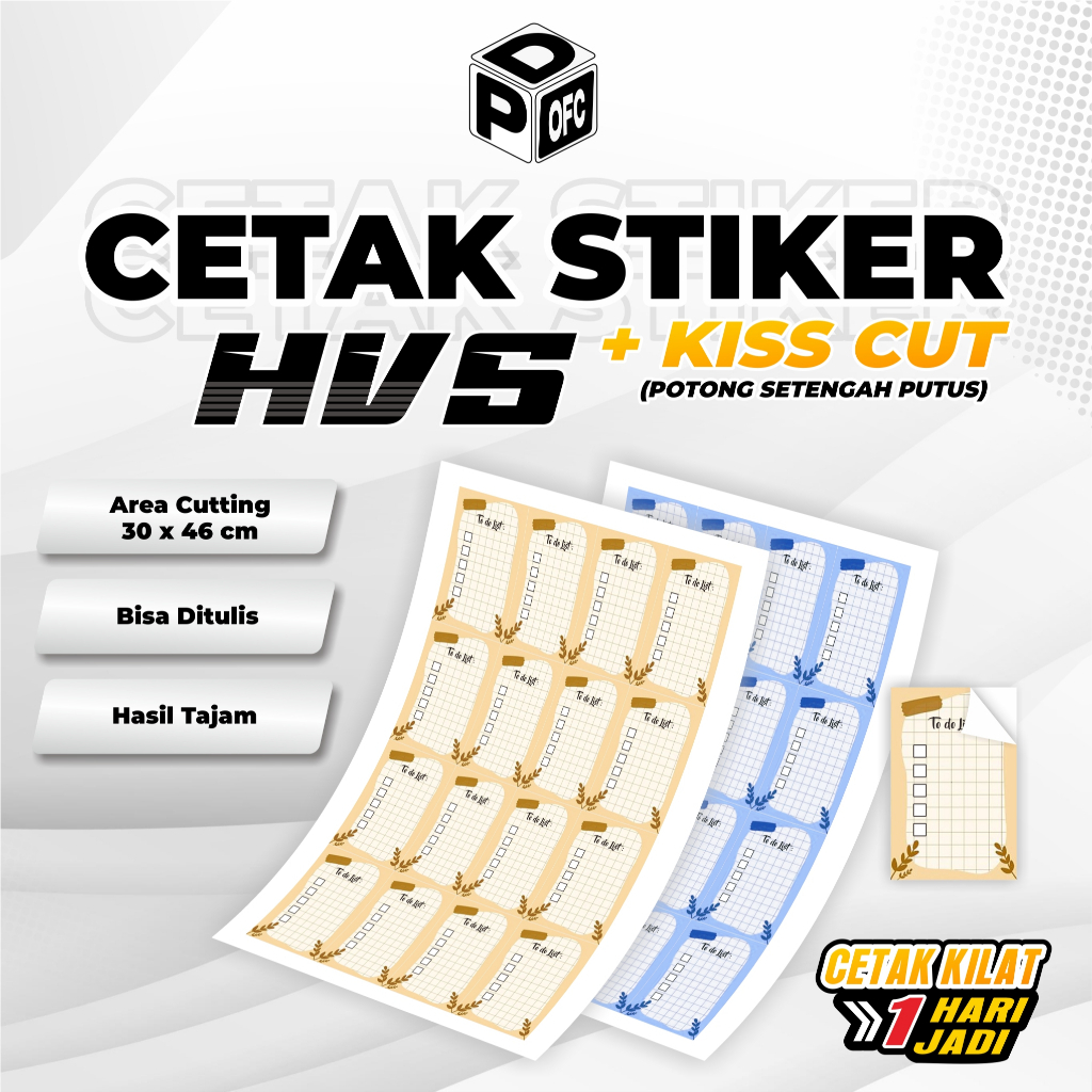 

CETAK STIKER HVS A3+ KISS CUT | STIKER CUTTING SETENGAH PUTUS | STIKER LABEL MURAH