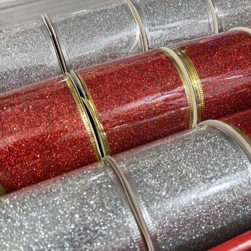 

hiasan pita organdi natal glitter / pita christmas / ornamen natal