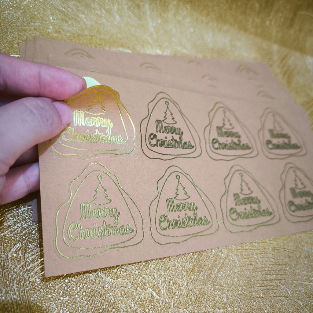 

Stiker CHRISTMAS Brown Kraft + GOLD FOIL