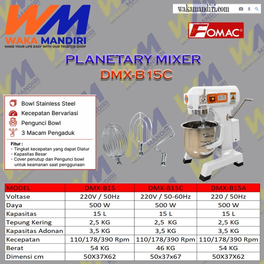 Planetary Mixer DMX-B15 Fomac /Mixer 15 Liter Fomac DMX B15C