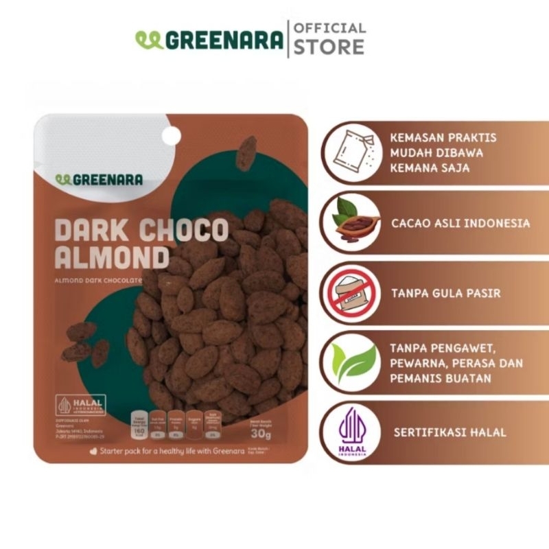 

Almond Coklat Siap Makan 30gr Greenara