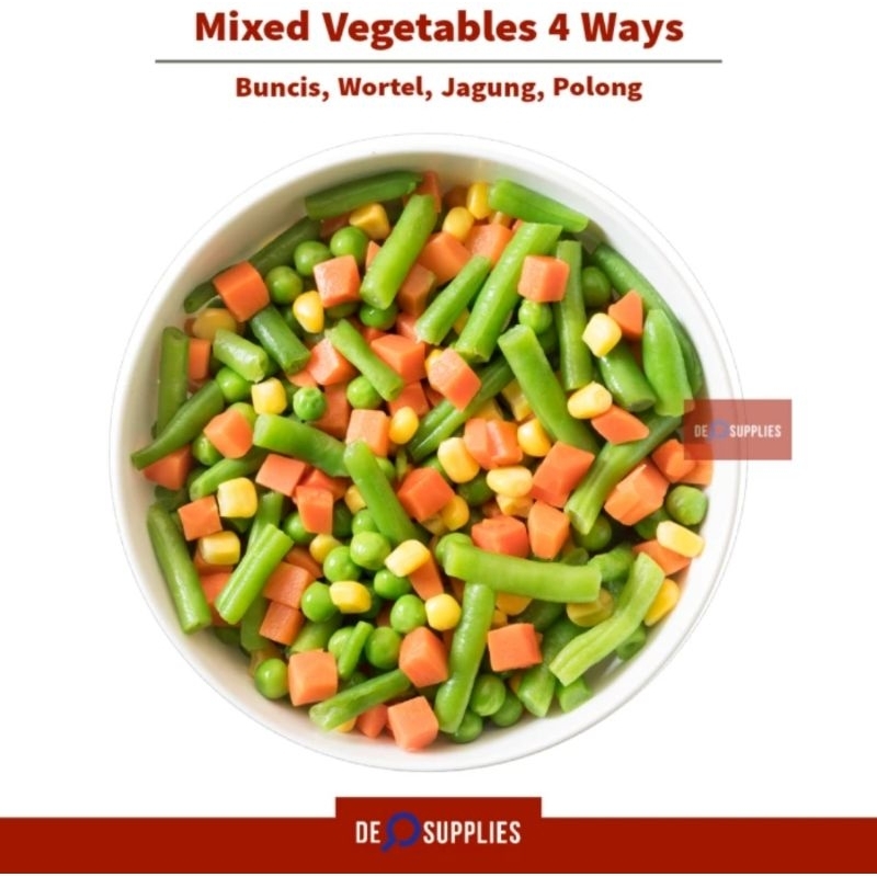 

Mixed Vegetables 4 Ways Frozen - Sayur Campur Buncis Wortel Jagung Pol