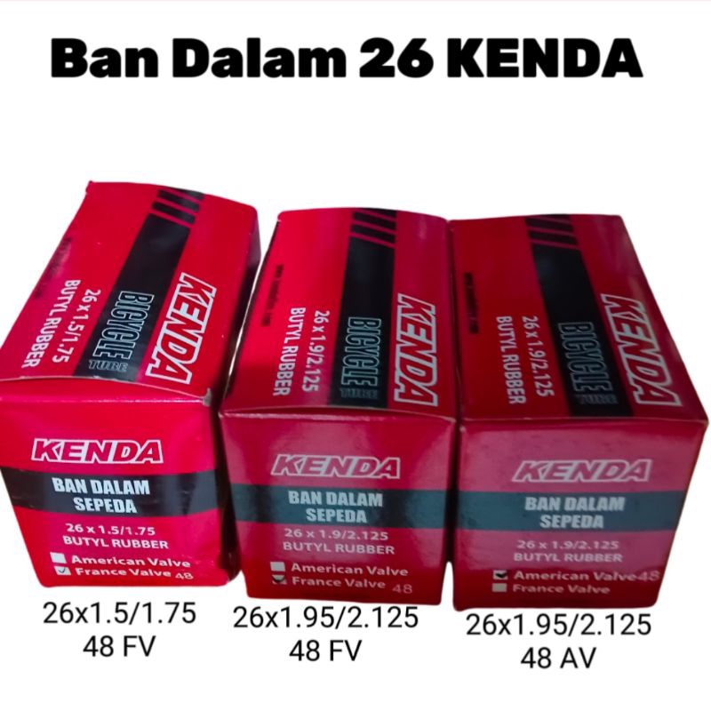 Ban Dalam Sepeda 26 x 1.5-1.75/ 26x1.95-2.125 AV / FV Kenda