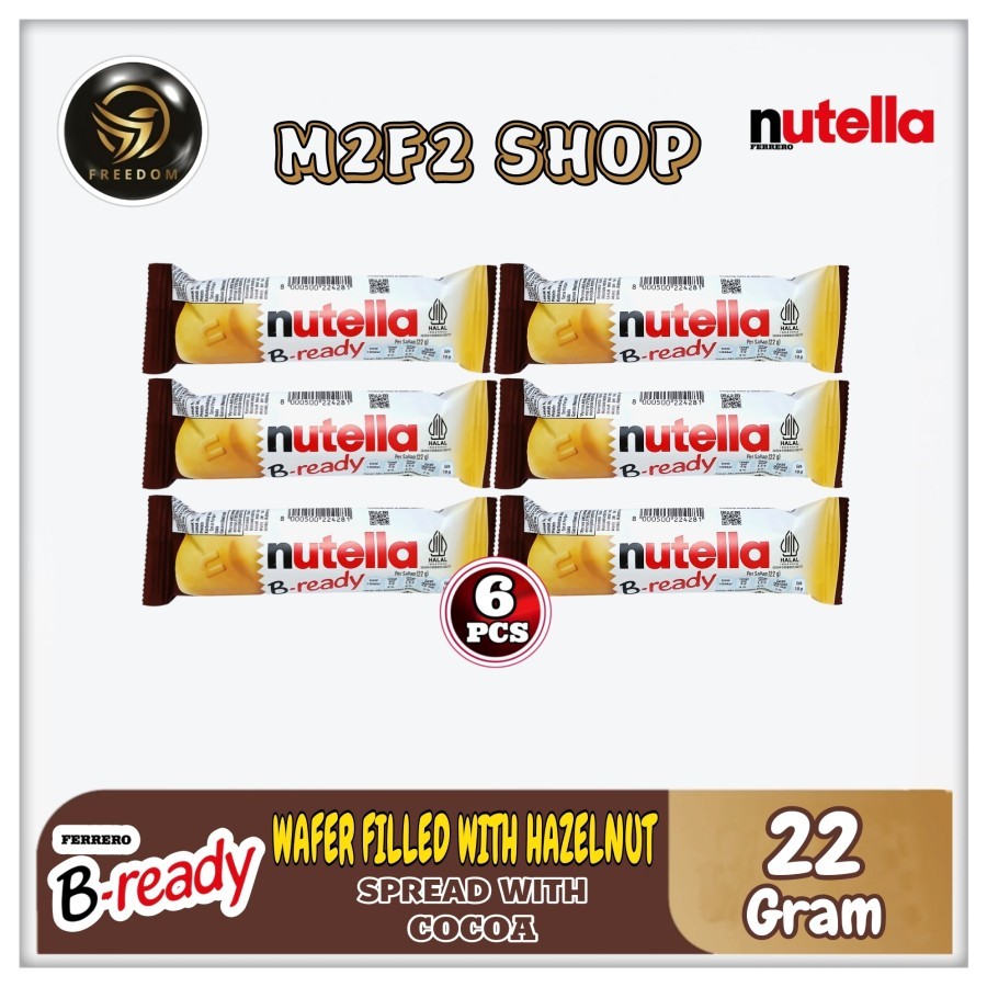 

Nutella B-ready Waffer Filled With Hazelnut Spread With Cocoa | Wafer Isi Selai Olesan Cokelat & Kacang Hazelnut - 22 gr (Kemasan 6 Pcs)