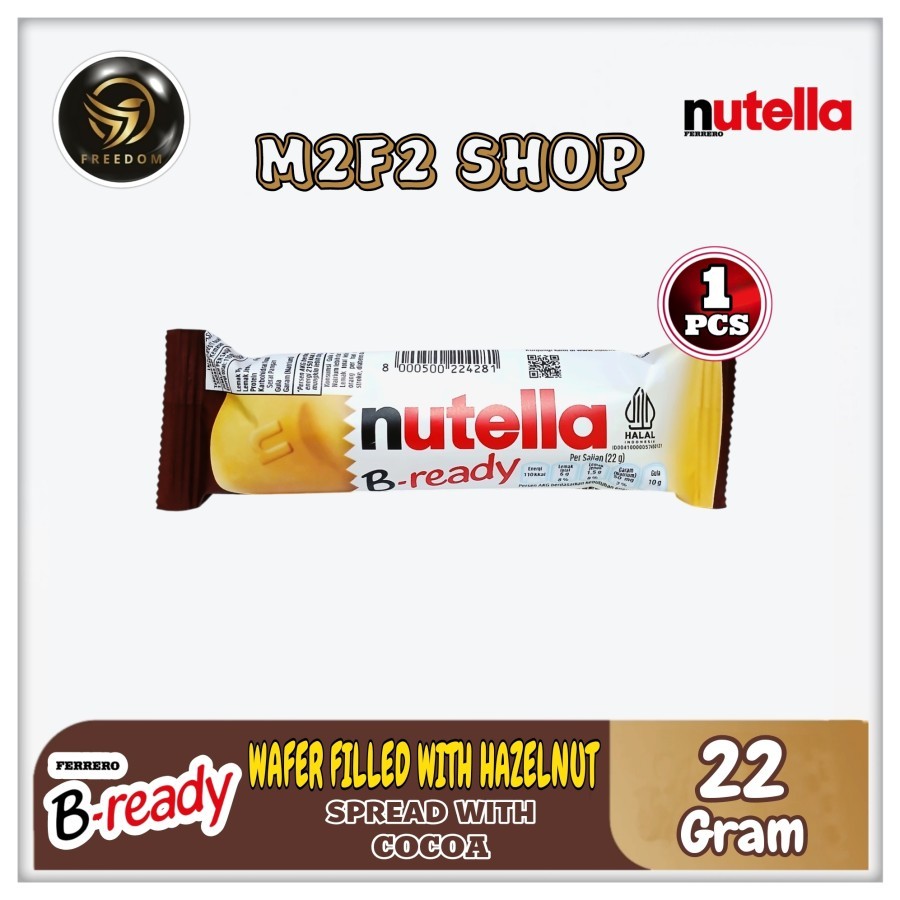 

Nutella B-ready Waffer Filled With Hazelnut Spread With Cocoa | Wafer Isi Selai Olesan Cokelat & Kacang Hazelnut - 22 gr (Kemasan Satuan)