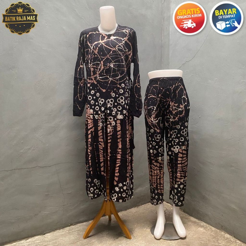 Setelan Kulot Wanita Fashion Muslim Dewasa Kekinian Terbaru Motif Batik Abstrak One Set Twill Ori Pe