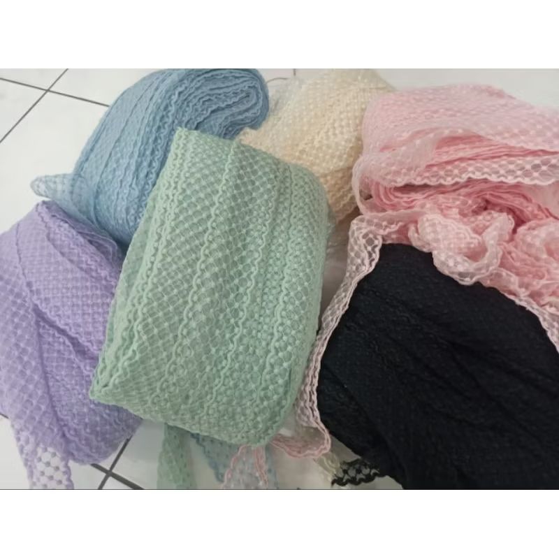 15 YARD ( 13,5 METER) - RENDA RAJUT/RENDA TULE /RENDA HIASAN BAJU