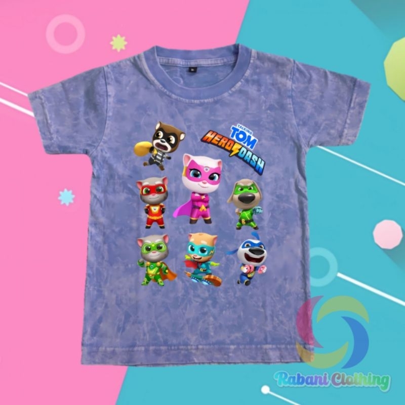 baju talking tom heroes kaos washed anak