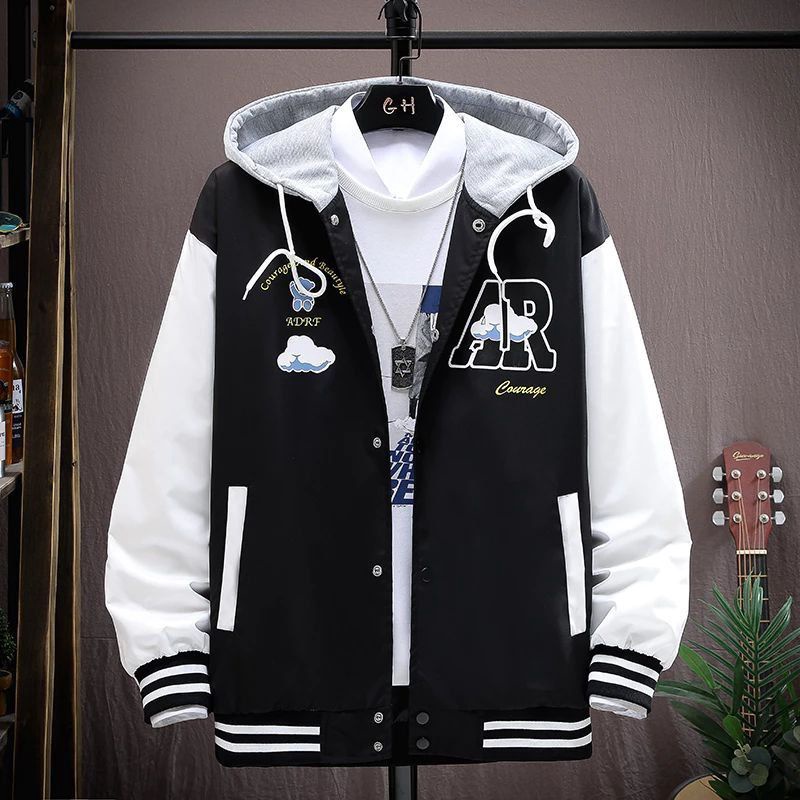 JAKET BASEBALL HOODIE OVERSIZE  JAKET PRIA DEWASA  VARSITY JACKET STREET STYLE BAHAN FLECE TEBAL