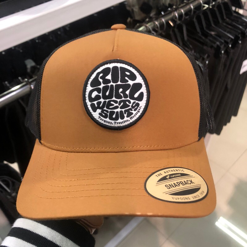 topi rip curl original wetsuit icon trucker light brown new