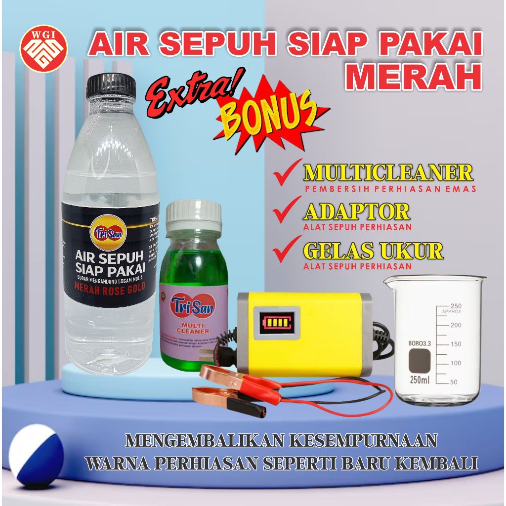 Air Sepuh Siap Pakai Merah Cairan Sepuhan Perhiasan Emas 24K Perak Paket Full