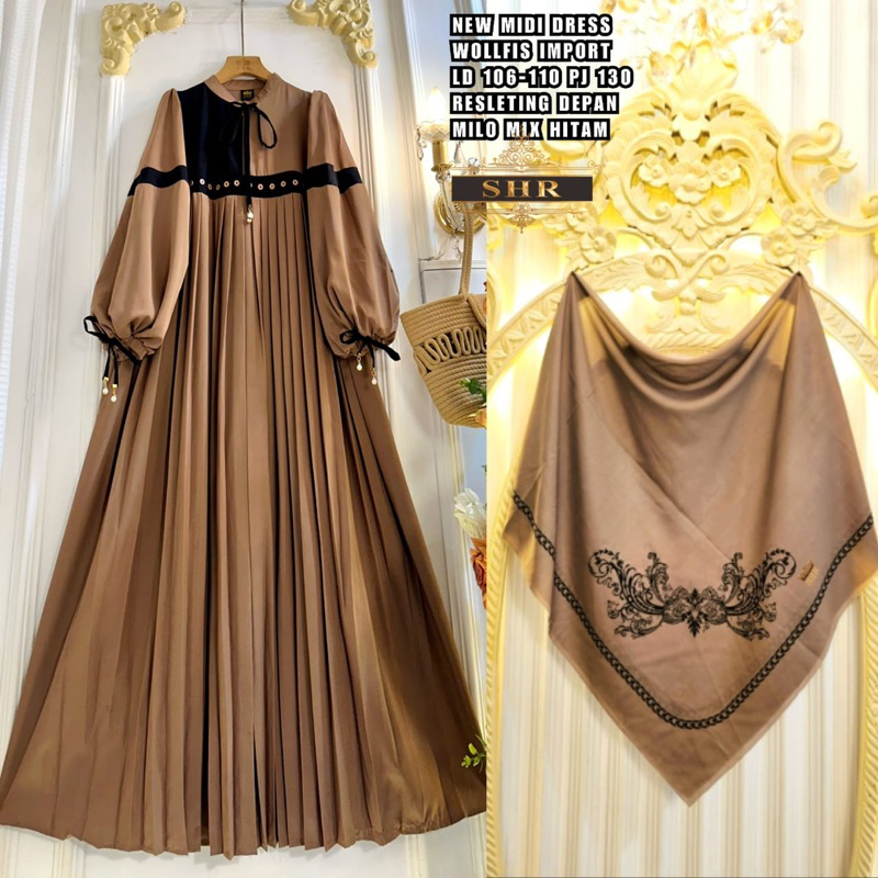 Shr Midi Dress Ceruty Impor Sage Mix Green