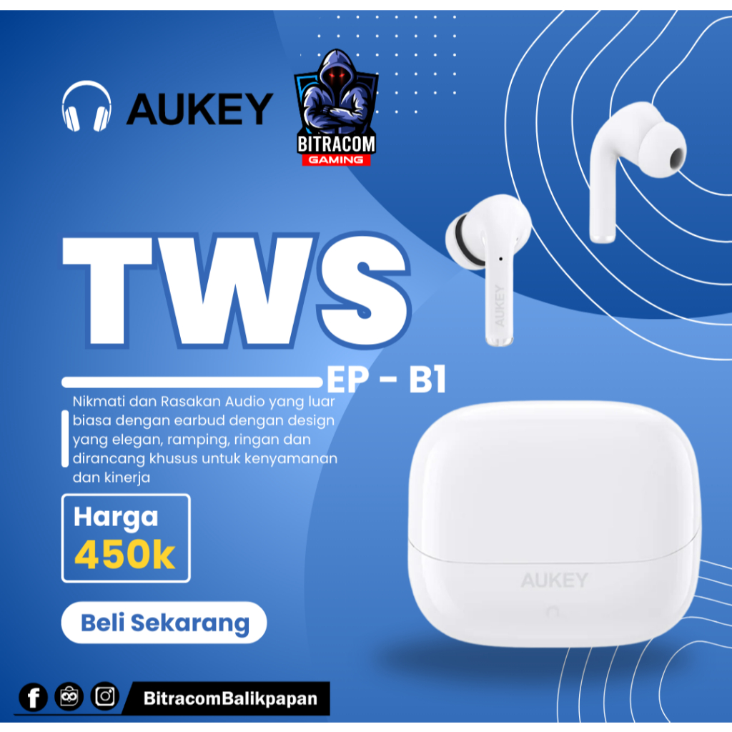 TWS Aukey - EP-B1 Beyond ANC Pro - Earphone Wireless Bluetooth TWS