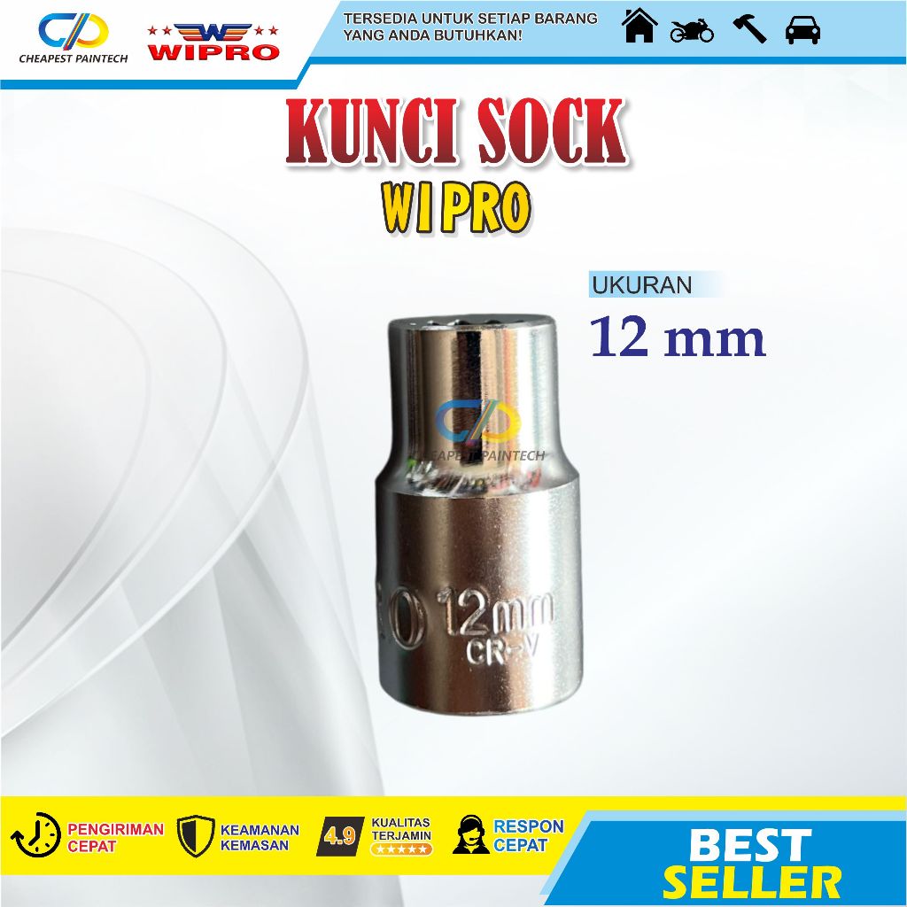 WIPRO MATA KUNCI SOCK 12 MM 6 PT CRV