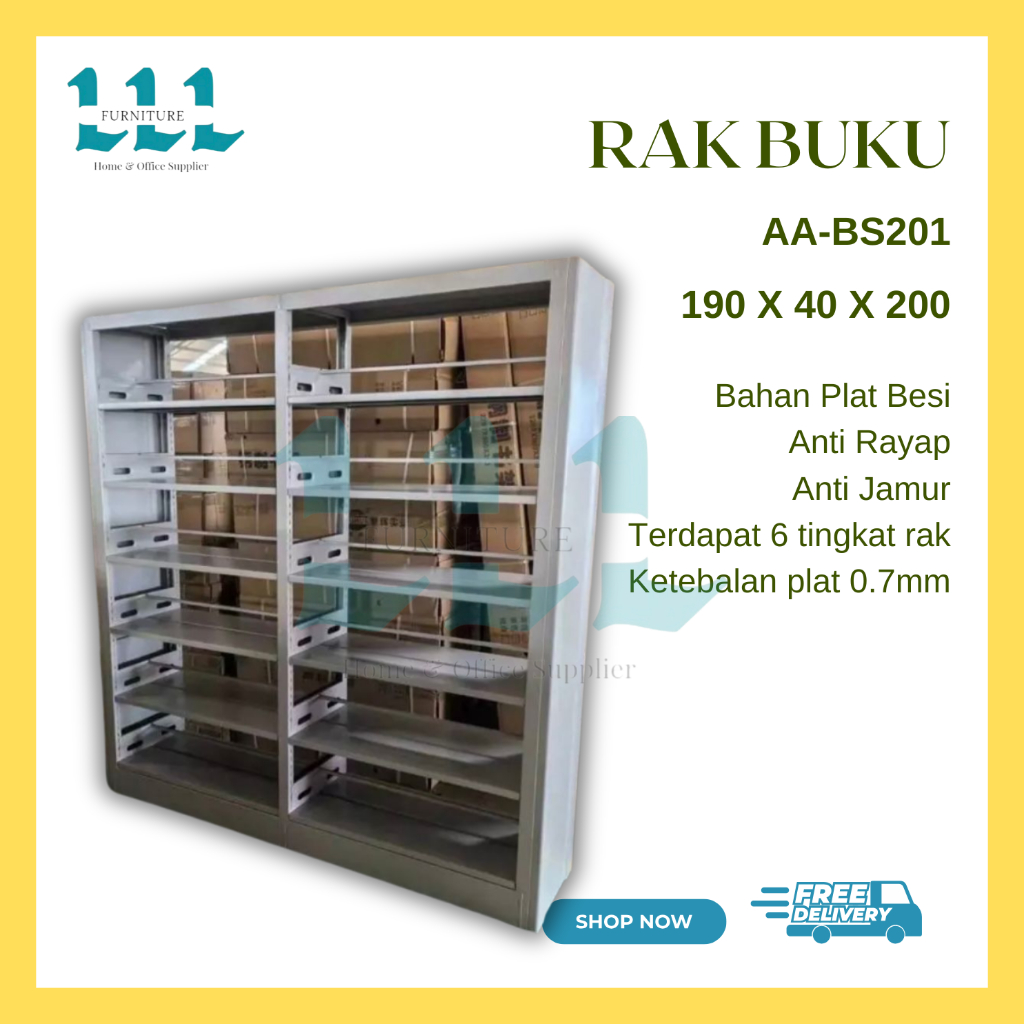 Rak Buku AA-BS201 | Rak Buku Besi - Rak perpustakaan Besi