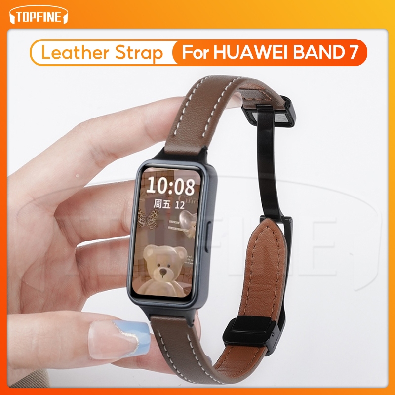 Tali✅ Huawei Band 7 Leather Strap huawei band 7 tali jam Smart Sport Bracelet Ultra-thin Breathable 