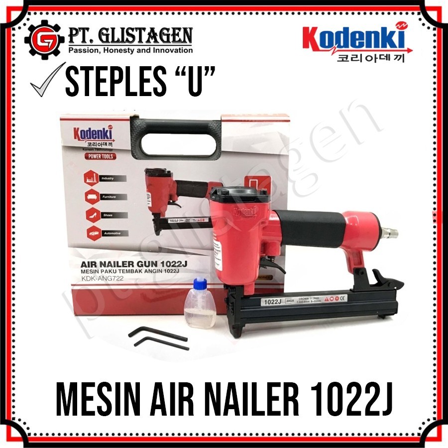 

Kodenki 1022J KDK-ANG722 Mesin Air Nailer U Alat Staples Gun Stapless Paku Tembak Angin Stapler 1022 J
