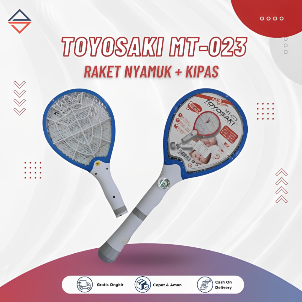 Raket Nyamuk Cas Multi Fungsi 3 in 1 + Kipas Mini dan Senter Lampu LED Toyosaki MT-023