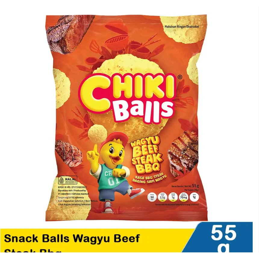 

Chiki Snack Balls Wagyu Beef BBQ 55 Gram