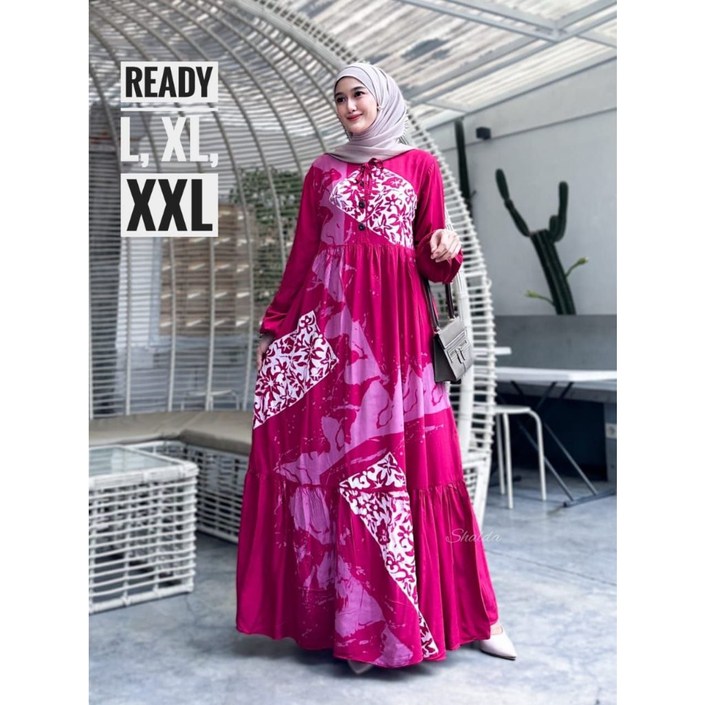 GAMIS TWILL RAYON CANDI MEKAR GAMIS BATIK CAP ABSTRAK PEKALONGAN