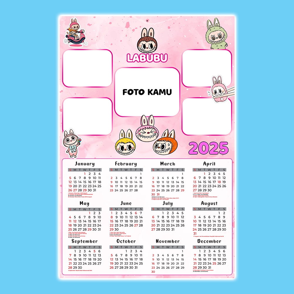 

[NEW] Kalender Dinding LABUBU 2025 Custom Foto - [PRE-ORDER]