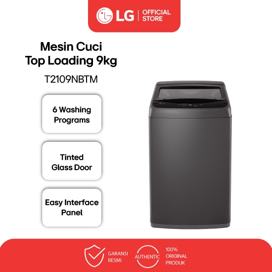 LG Mesin Cuci Top Loading 9kg - TurboDrum - Soft Closing Door - Quick Wash - 6 Washing Programs - T2