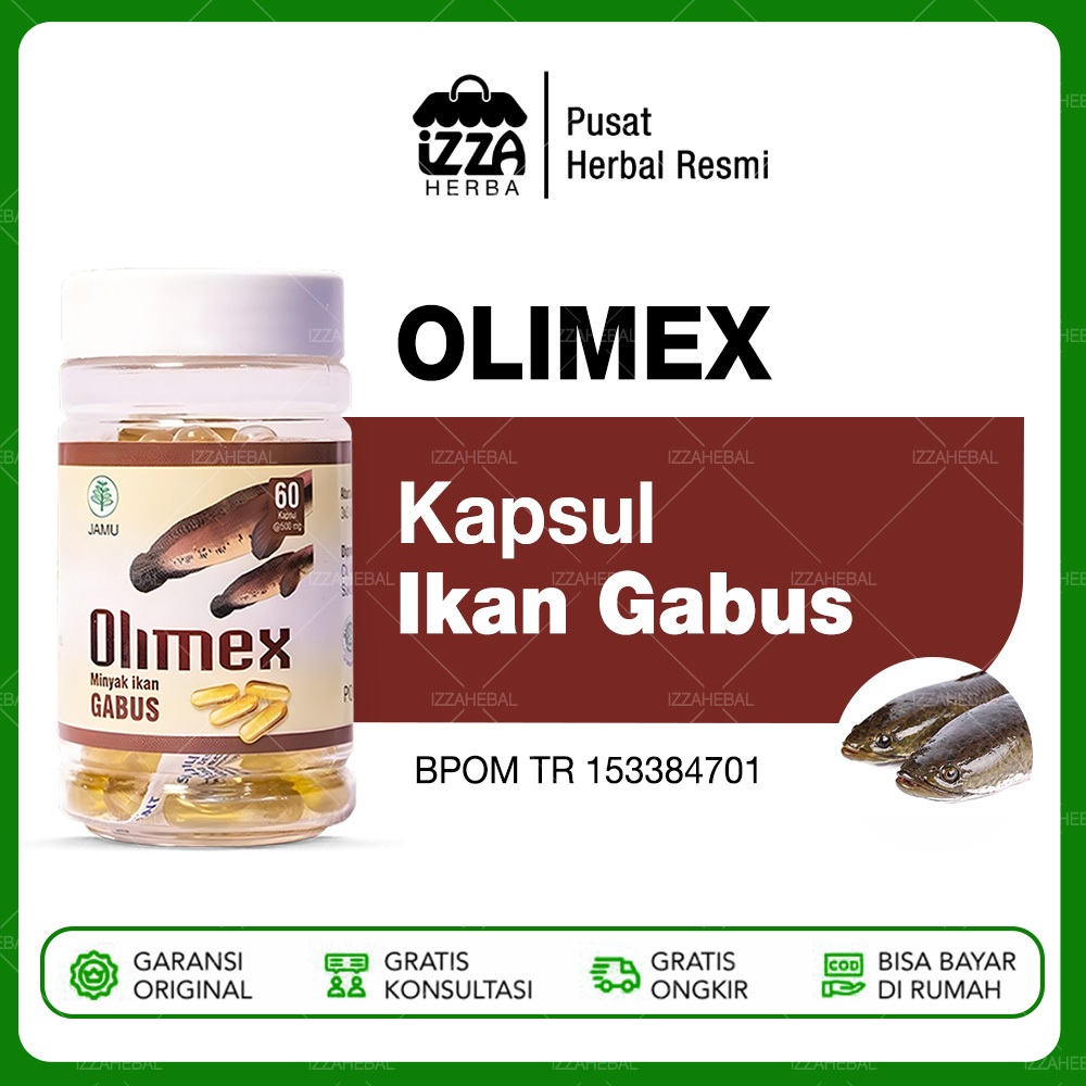 KAPSUL IKAN GABUS OLIMEX Minyak Ikan Gabus Kutuk Original Vitamin Albumin Ikan Gabus Alami 60 Kps