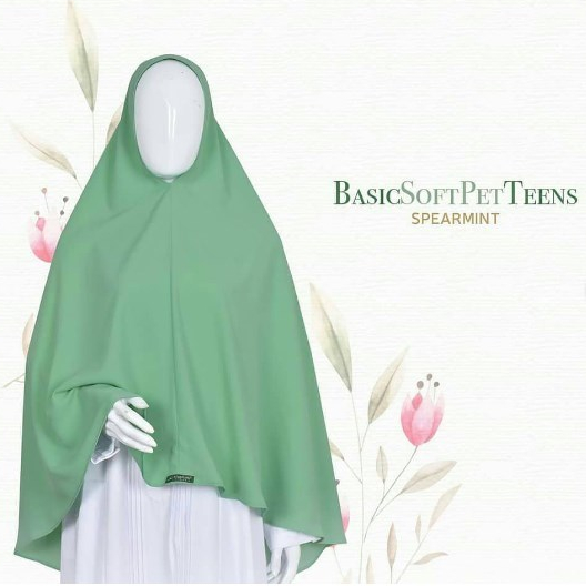 Khadijah Indonesia - Khimar Basic Soft Pet Teens XS | Hijab Syari Remaja | Free Cadar Poni