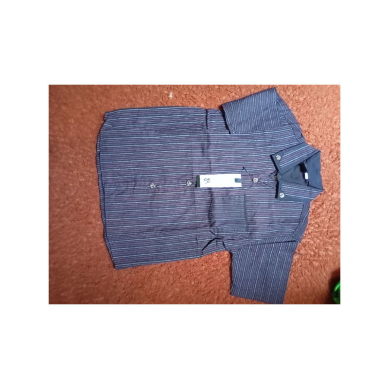 Kemeja anak laki-laki lengan pendek,motif garis-garis salur