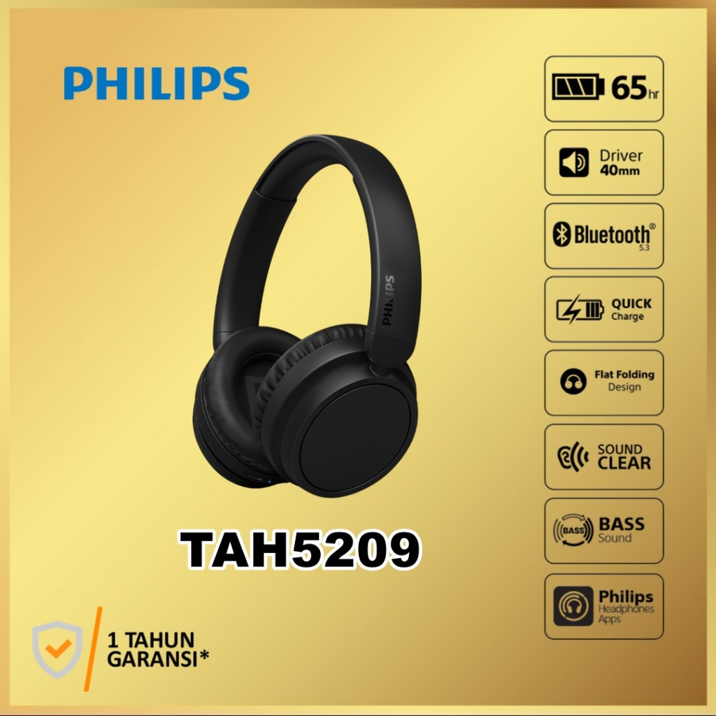 Philips TAH5209 TAH 5209 Over Ear Wireless Bluetooth Headphones