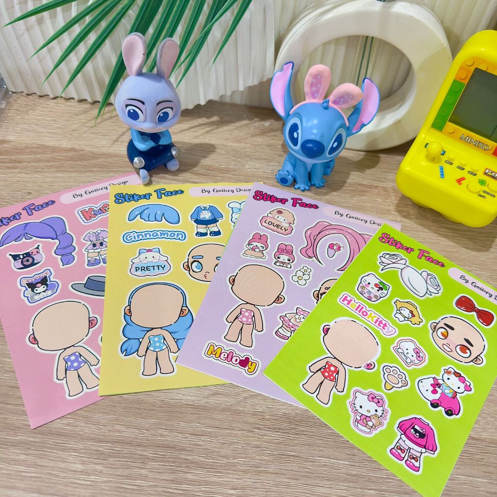 

Kuromi Stiker Puzzle Avatar Kartun Make-A-Face DIY Mainan Stiker Anak