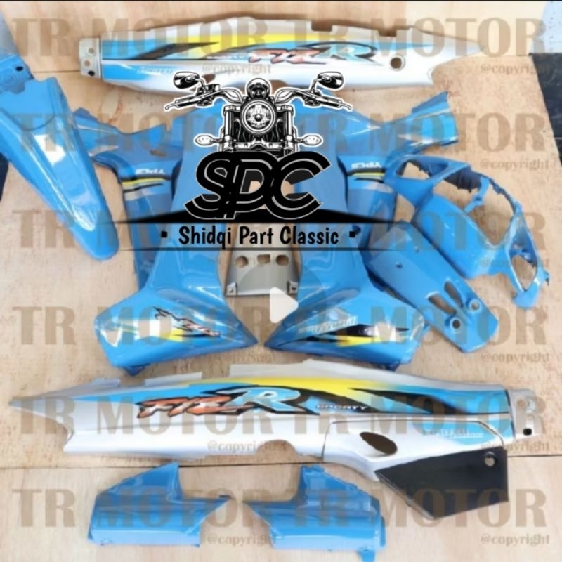 Paket Body Full Set Yamaha Fiz R FizR F1z R Vega R Lama Old Warna Biru Muda Kombinasi Silver Glossy 